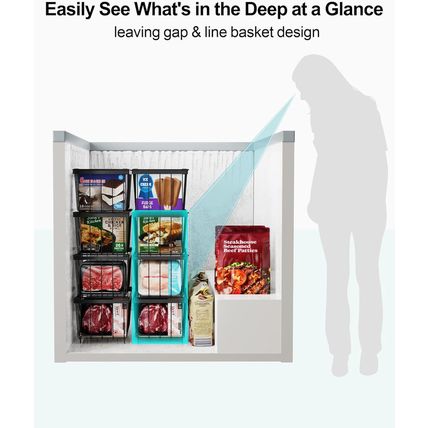 Ispecle Freezer Organizer Bins - 4 Pack Small Stackable Deep Freezer Organizer B