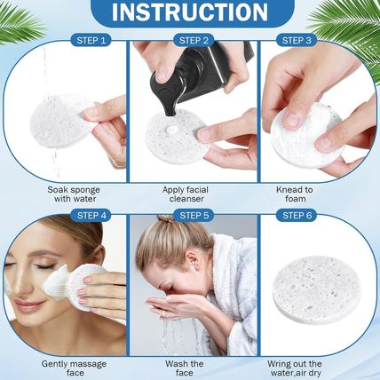 300 Count Compressed Facial Sponges Natural Face Sponges for Cleansing Disposabl