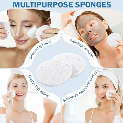 300 Count Compressed Facial Sponges Natural Face Sponges for Cleansing Disposabl