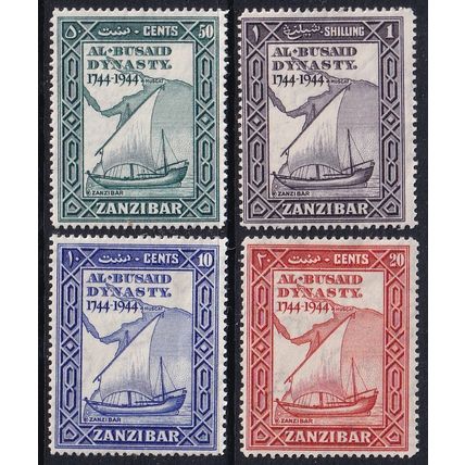 Zanzibar 1944 SG 327-30 MM - Boats (D-185 (1))