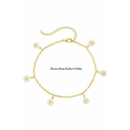 Gold Daisy & Pearl Chain Anklet