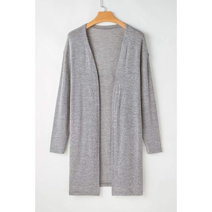 High Rise Solid Color Open Front Lightweight Cardigan