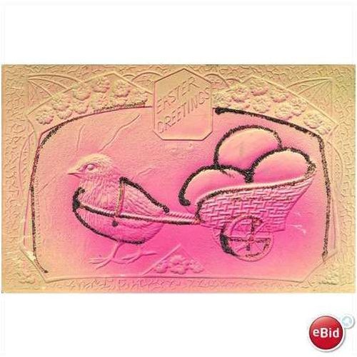 1920's Int'l. Art tm. "glitter-trimmed chick" egg wagon