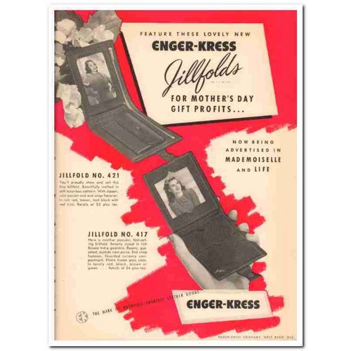enger-kress company 1946 mothers day jillfold leather goods vintage ad
