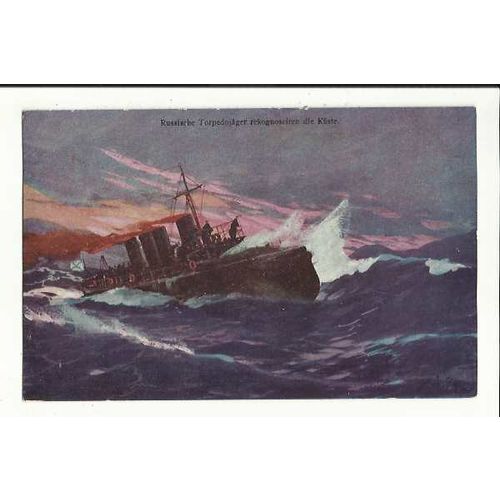 Russo-Japanese War RUSSIAN TORPEDO BOAT Art Postcard by Kudka-Serie