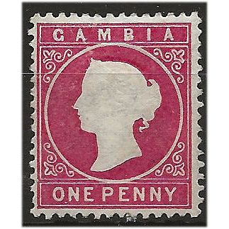 Gambia 1887 SG23 1d Crimson Wmk Sideways Mounted Mint . ..