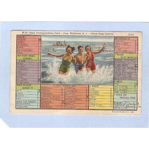 New Jersey Wildwood Dizzy Correspondence Card From Wildwood NJ ~651