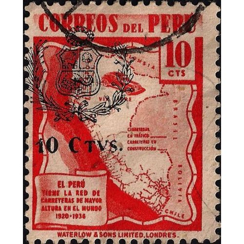 PERU, Highest Roads in the World, red 1943, 10 cvts