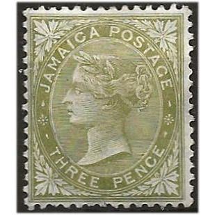 Jamaica 1883 SG21a 3d Pale Sage-Green Wmk Crown CA Mounted Mint . ..