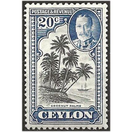 Ceylon 1936 SG374 20c Black & Grey-Blue Mounted Mint . .. .