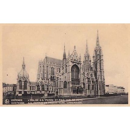 Ostende Cathedrael St Pierre Paul Church Belgium Old Postcard