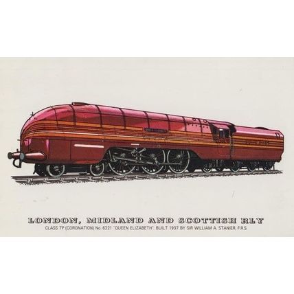 London Midland & Scottish Railway Class 7P Queen Elizabeth 1937 Train Postcard