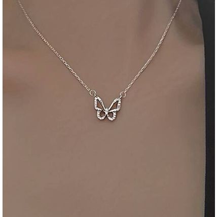Fashion Double Layer Butterfly Pendant Chain Necklace Womens Jewelry Gift