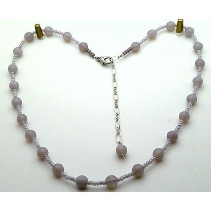 Lavender Opal Glass Beaded Choker Necklace