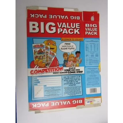 Quaker Sugar Puffs 2009 Cereal Box Honey Monster Comics 625g Box only