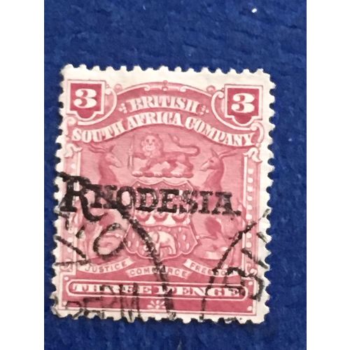 British South Africa Rhodesia KEVII 1909 3d Claret Used SG 104 stamp postage