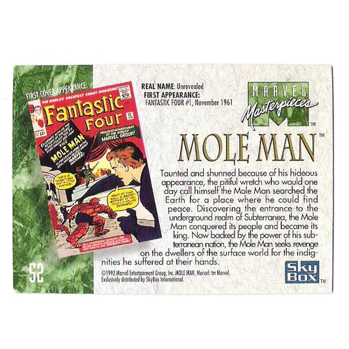 1992 Marvel Masterpieces Trading card #52 Mole Man – Jusko art - Fantastic Four