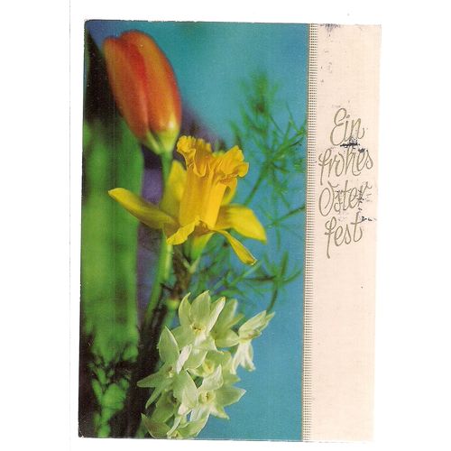 HAPPY EASTER, 1977 GERMANY, GERMAN used postcard 1977 postmark =
