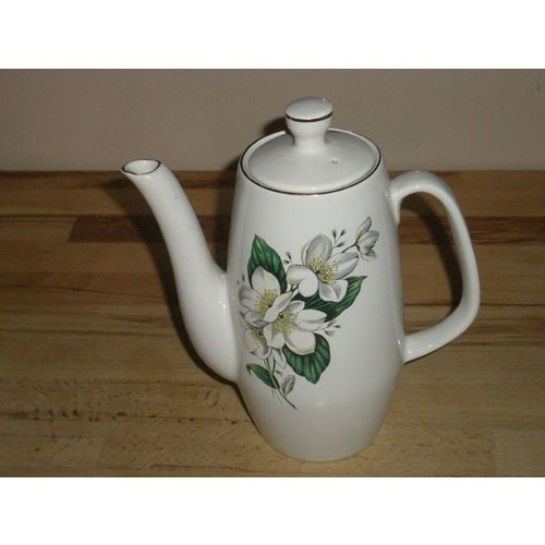 Sylvac Ware Small Floral Coffee Pot - White Rose Design