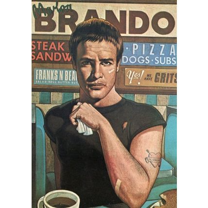 Marlon Brando In American Diner Rare French Portrait Postcard