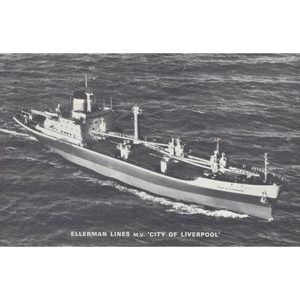 Ellerman Lines MV City Of Liverpool Ship Liner Postcard