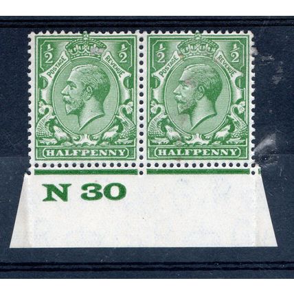 Sg418 1/2d Green N 30 Control pair mint never hinged (G278)