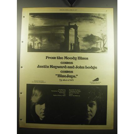 1975 Justin Hayward and John Lodge BlueJays Album Ad - From the Moody Blues