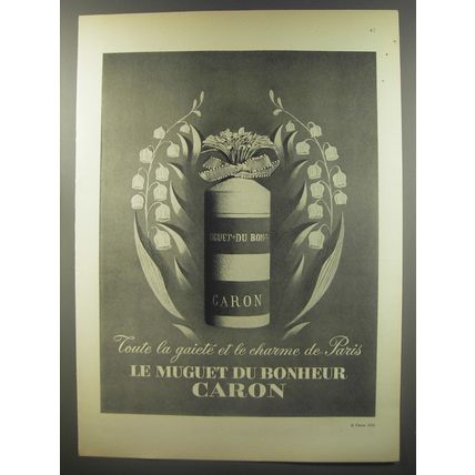 1956 Caron Le Muguet du Bonheur Ad - Toute la gaiete et le charme de Paris