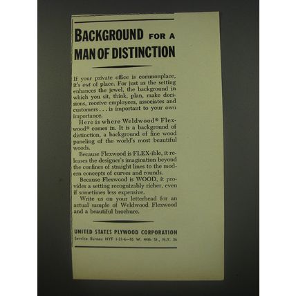 1956 United States Plywood Corporation Ad - Background for a man of distinction