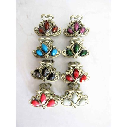 small mini metal jeweled antique bronze hair claw clip