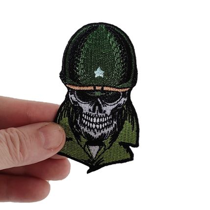 Marine Skull Iron On Patch Army Embroidered Sew Biker Soldier 4.7 x 8.2 cm P438
