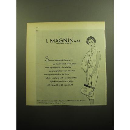 1958 I. Magnin Dress by Beaumart Advertisement