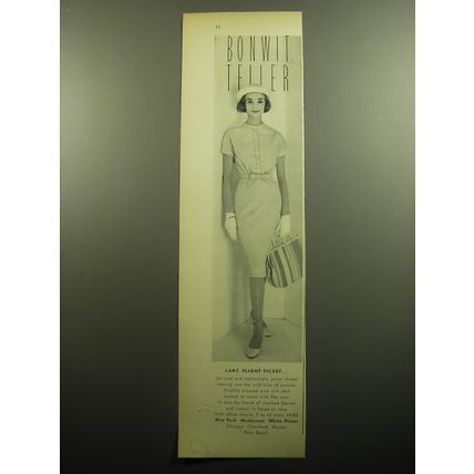 1958 Bonwit Teller Dress by Lanz Advertisement - Lanz Flight Ticket