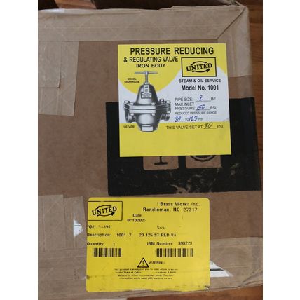 new 2" cash valve united 1001 live steam PRESSURE REDUCING regulator 20-125PSI