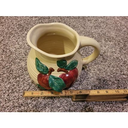 3D Apple Design Stoneware Pitcher With Handle Beige Apple Embossed