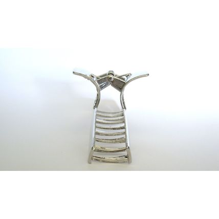 Long shiny silver tone filigree metal hair claw clip