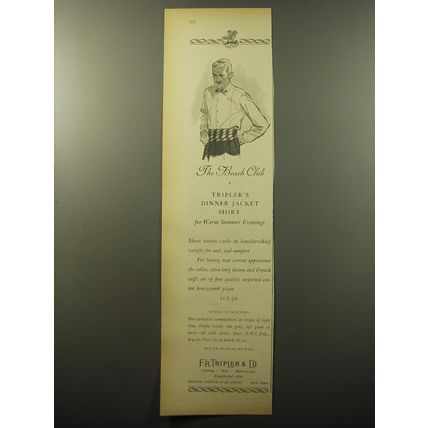 1960 F.R. Tripler & Co. Dinner Jacket Shirt Advertisement - The Beach Club