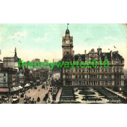 Princes Street North British Station Hotel , Edinburgh, Wrench Postcard, 1907