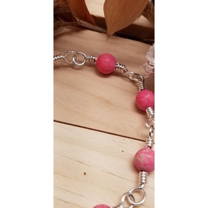 Handmade Pink & Silver Chain Bracelet
