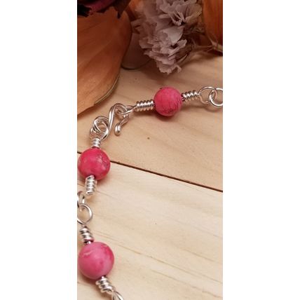 Handmade Pink & Silver Chain Bracelet