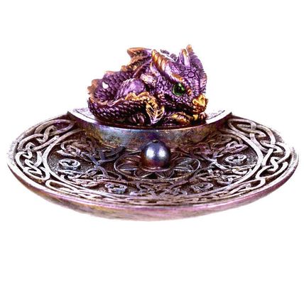 Elements Baby Dragon Celtic Incense Stick Burner Dish Ashcatcher - Blue