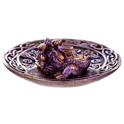 Elements Baby Dragon Celtic Incense Stick Burner Dish Ashcatcher - Blue