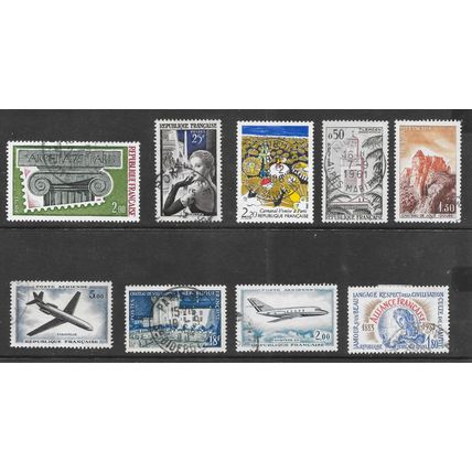 FRANCE SELECTION VIEWS PLANES HISTORY PERSONALITIES HEROES STAMPS USED @ 11p ea.