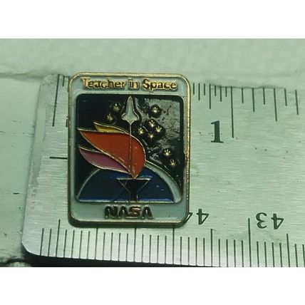 Teacher In Space NASA Gold Tone Vintage Lapel Pin Collectible Rare