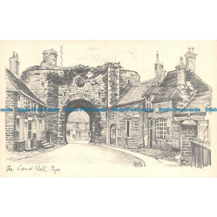 R138053 The Land Gate. Rye. Pencil Sketch Postcard