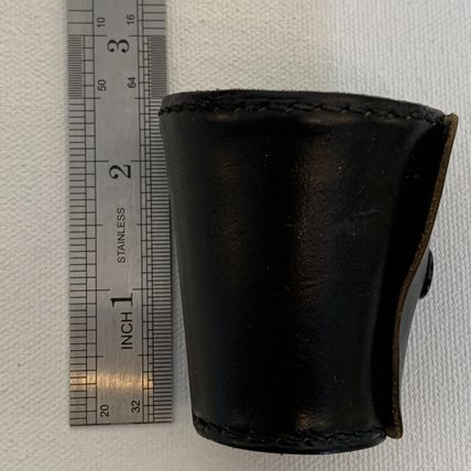 4 VINTAGE Metal German Nesting Shot Glasses Cups Set Black Leather Travel Case