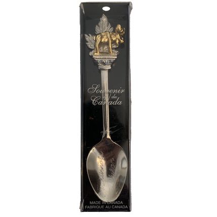 Souvenir Spoon Whitehorse Yukon Canada Gold Plated Moose Maple Leaf Etched Bowl