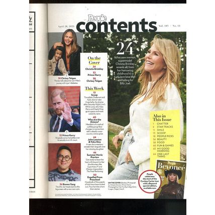 PEOPLE MAGAZINE April 28, 2025 CHRISTIE BRINKLEY TELLS ALL Chrissy Tiegen Harry