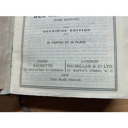 1926 "LES GUIDES BLEUS - ITALIE - DES ALPES A ROME" FRENCH TRAVEL BOOK (P4)