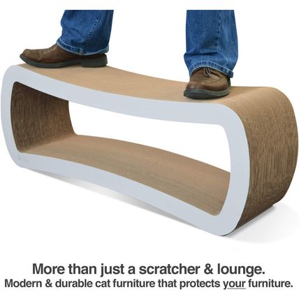 Petfusion Jumbo Cat Scratcher Lounge, White. 39 X 11 X 14 Inch 4 Cardboard Scrat
